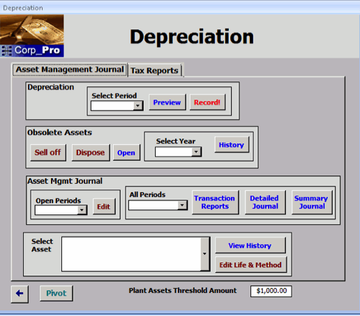 Depreciation Module for Government Contract Compliant Accounting