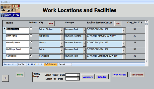 Facilities Module for Government Contracts Software