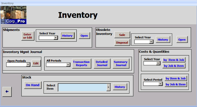Inventory module for Government Contract Management Software