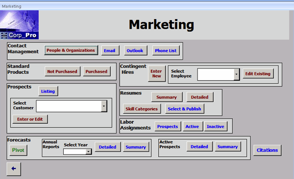 Marketing Module for Government Contract ERP Software